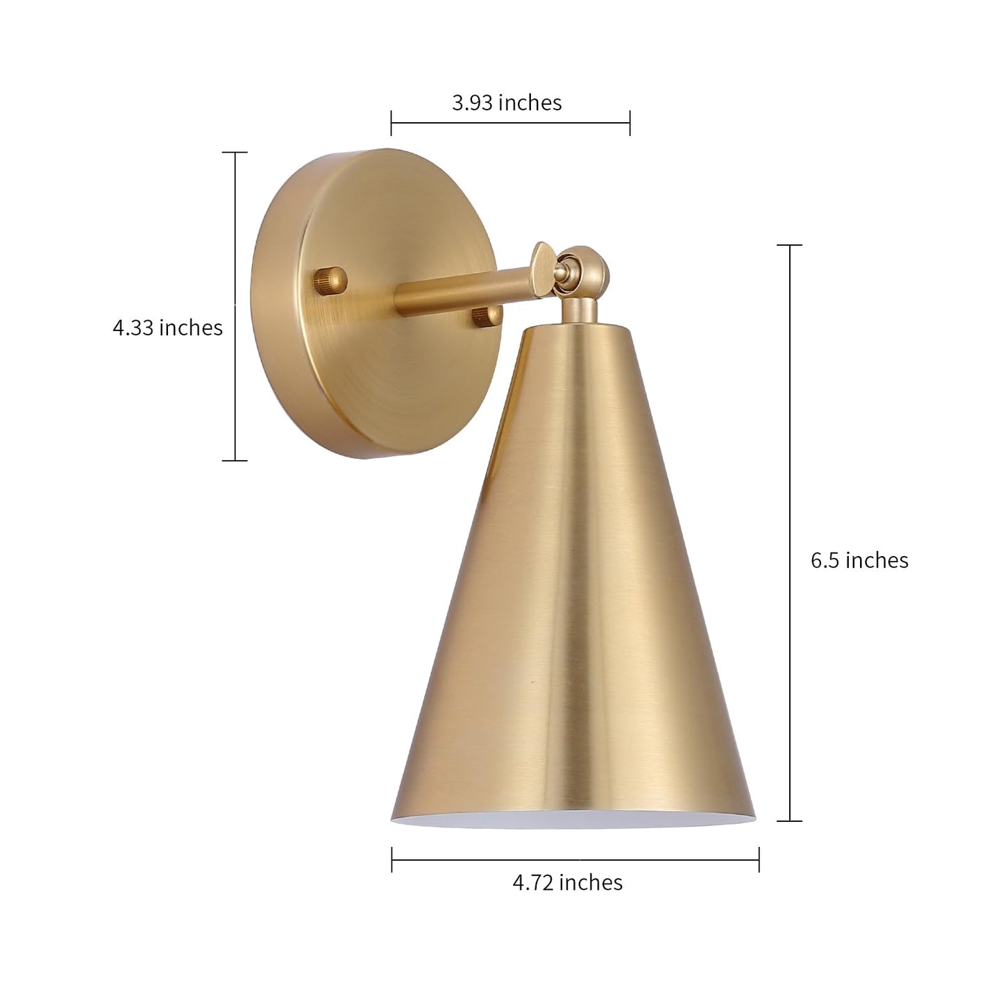 MWZ Gold Sconces Set of 2, Modern Brass Wall Sconces Lighting Fixtures with Metal Shade, Indoor Decor Wall Mount Swing Arm Lamp for Bedroom,Bedside,Kitchen,Hallway,Living Room,Reading,Bar