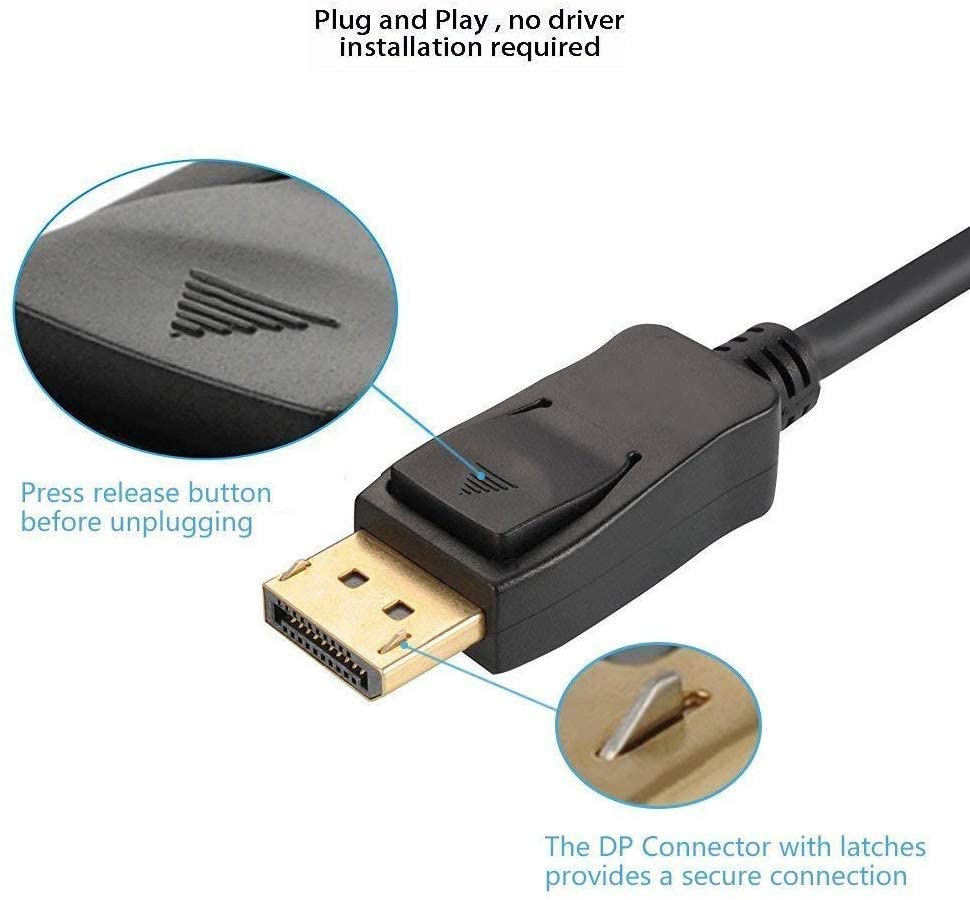 UKYEE DisplayPort to Displayport Cable 6 feet 10-Pack, Display Port(DP) to DP Cord 6ft [1440P@144Hz,V1.2 ]