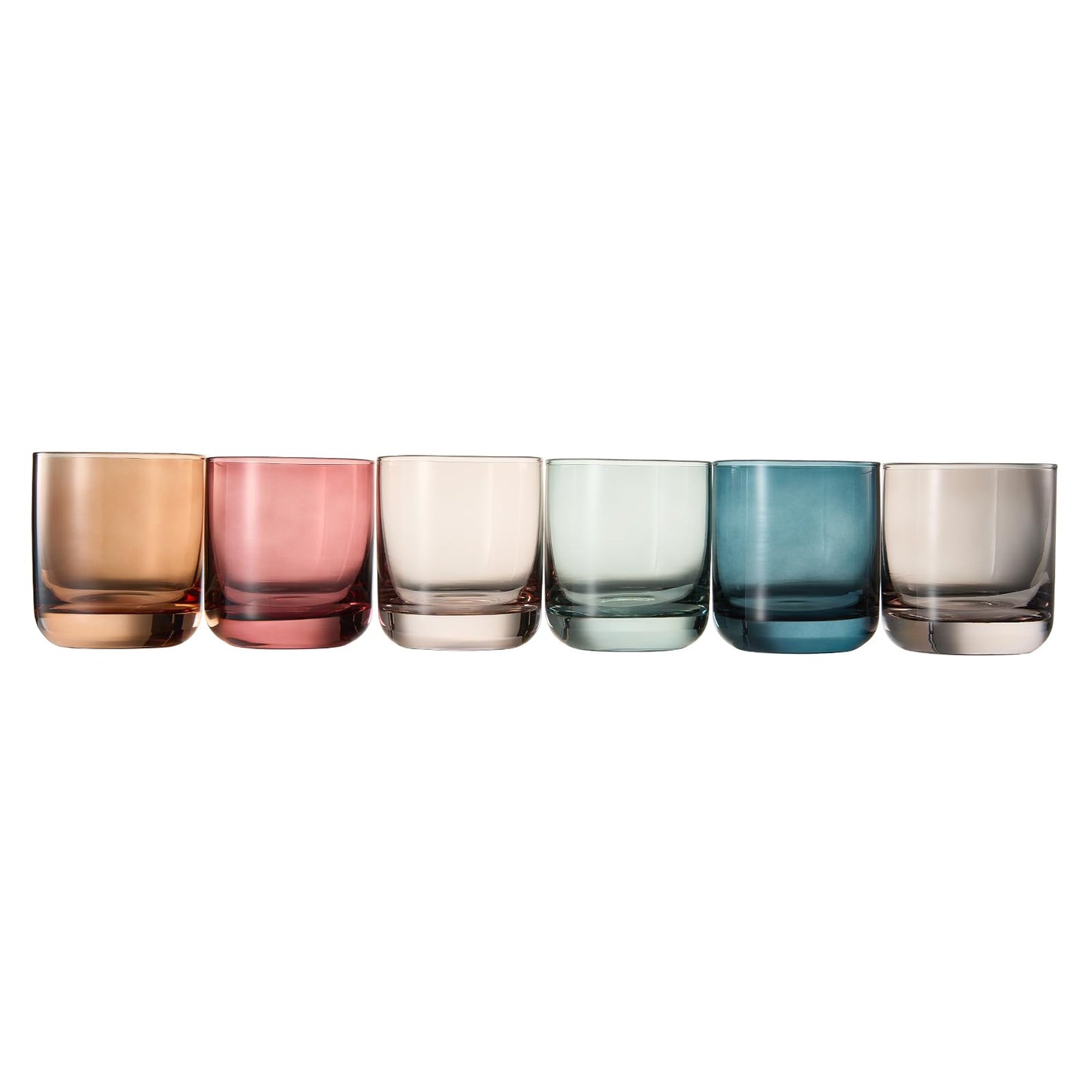 Khen Colored Old-Fashioned Drinking Glasses | Set of 6 | Large 9.6oz Art Deco Stemmed Muted Martini Classic Whiskey, Champagne, Cocktail, Margarita, Martini Wine Glass, Gift Idea, Muted Pastel Colors