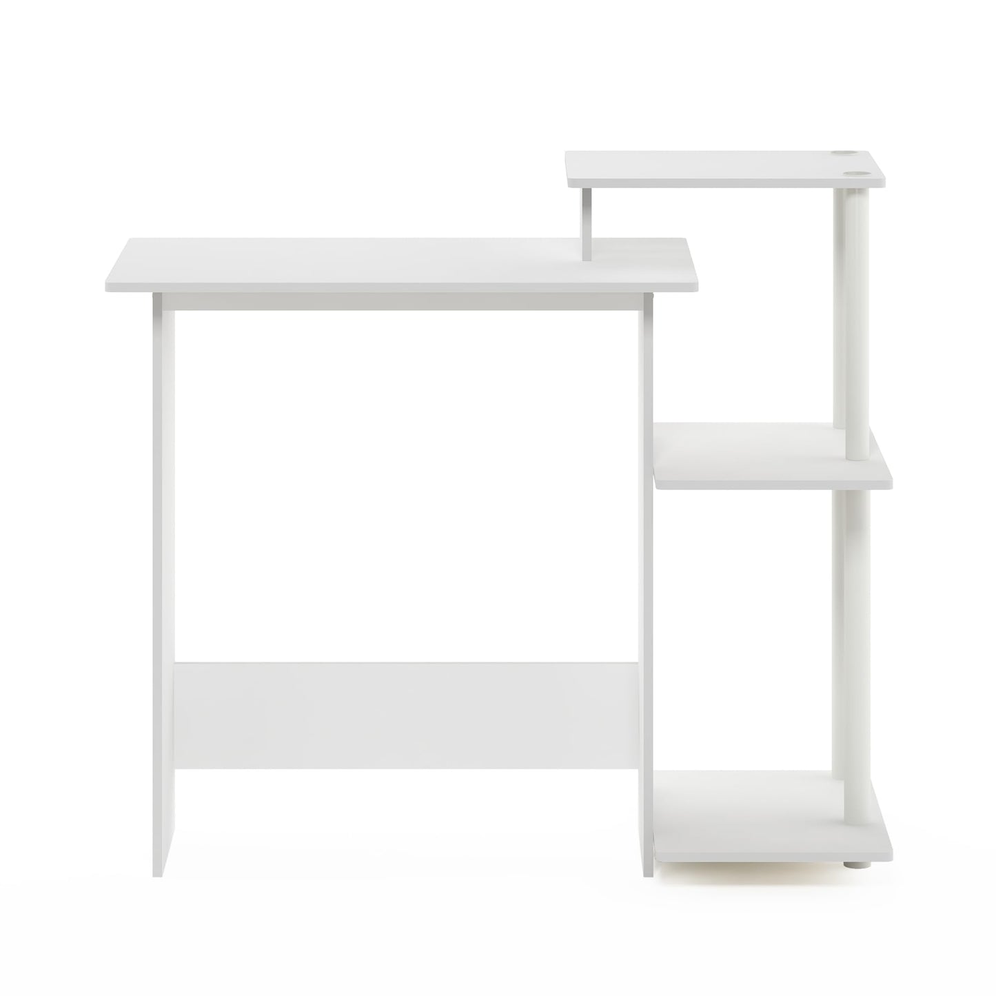 Furinno EFFICIENT Desk, 28.6" Wide Gaming Desk with 3 Open Side Shelves, Laptop Notebook Computer Desk, Office Desk for Home Office, Study Room, Dorm, Bedroom, White