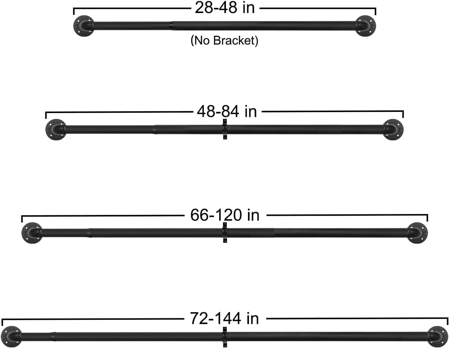 Refrze 2 Pack Curtain Rods for Windows 34 to 48 Inch, Industrial Curtain Rods Wrap Around, Heavy Duty for Bedroom & Outdoor, 34-48", "Black Curtain rod