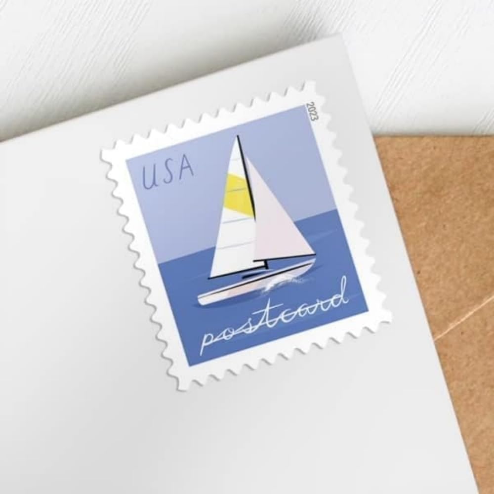 United States Postal Service Sailboats 2023 Blue Rectangular Postcard Stamps (2 Sheets of 20)