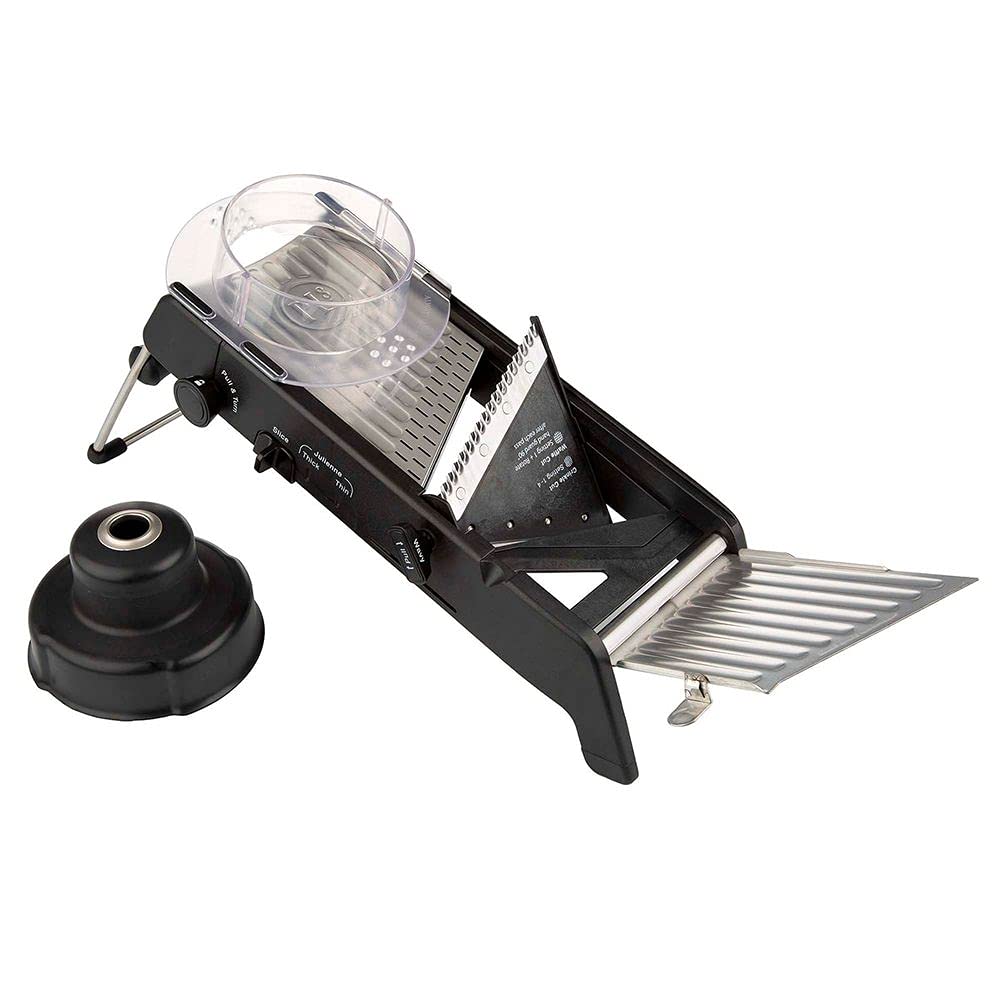 PL8 Professional Mandoline 2.0 - Adjustable Mandoline Slicer with 4 Cutting Thicknesses, Spring-Loaded Hand Guard, Stainless Steel Slicing Ramp, Foldable Non-Skid Feet for Safe, Convenient Food Prep