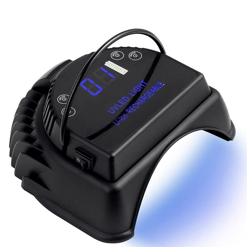 MINI LOP 64W Rechargeable Pro LED Gel Nail UV Light UV LED Nail Lamp Cordless Led Light for Nails(Black)