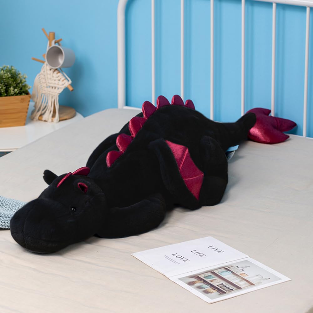 IFX24 Black Weighted Stuffed Animals 10Lbs 35.4", Weighted Dragon Stuffed Animal for Kids and Adults, Heavy Weighted Stuffed Animals for Comfort and Relaxation