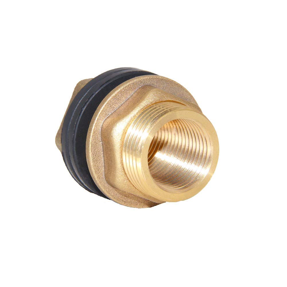Joywayus 1-1/2" Female 2" Male Soild Brass Water Tank Connector Bulkhead Tank Fitting With 2 Rubber Ring Stablizing