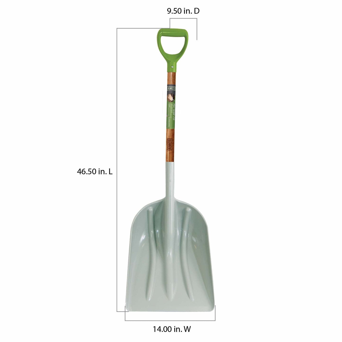 AMES 2682700 Poly Scoop with Hardwood Handle and D-Grip, 46-Inch, Brown