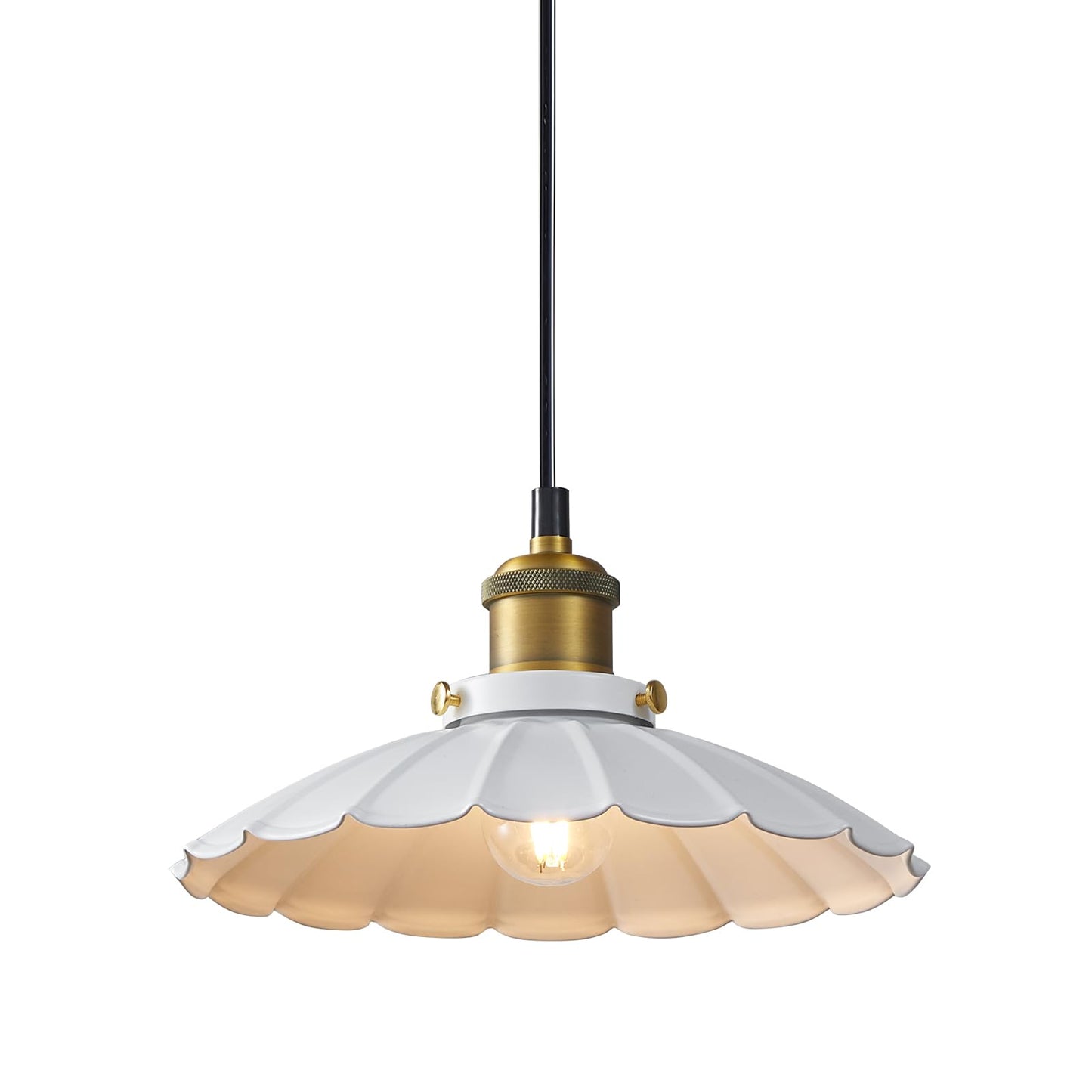 Oyisen White Pendant Lights, Modern Hanging Lamp with 9.8 Inch Industrial Shade for Kitchen Island, Farmhouse Pendant Lights Kitchen Island 6.5Ft Adjustable Cord Pendant Light Fixtures