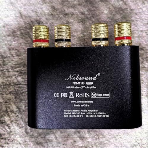 Nobsound Mini Bluetooth 5.0 Power Amplifier, Stereo Hi-Fi Digital Amp 2.0 Channel 50W×2 with AUX/USB/Bluetooth Input, Wireless Audio Receiver, PC Sound Card with Power Supply (Black)