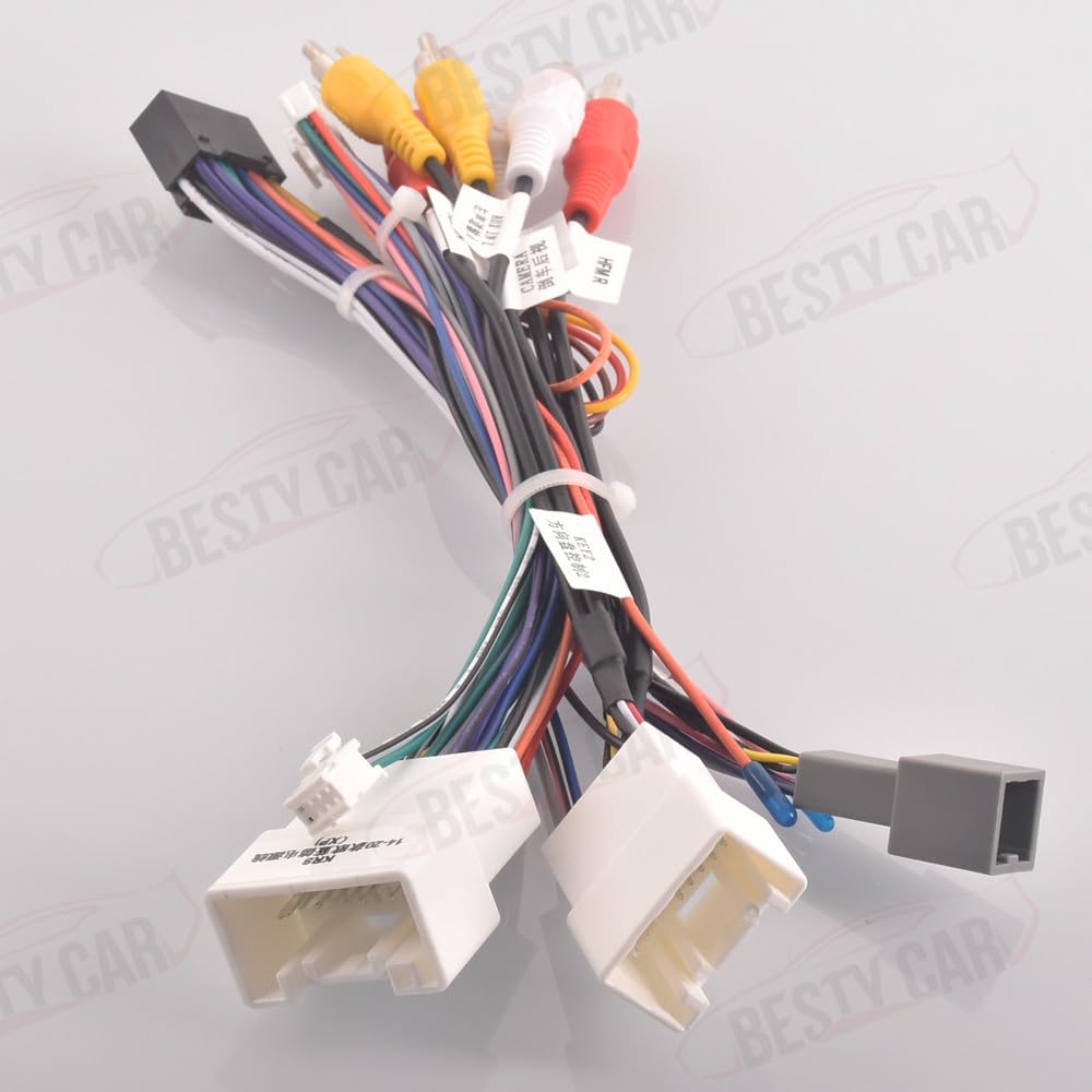 Bestycar 16pin Car Stereo Wiring Harness Adapter with Canbus Box for Mitsubishi Outlander Pajero Support OEM Rockford Amplifier Camera SWC USB