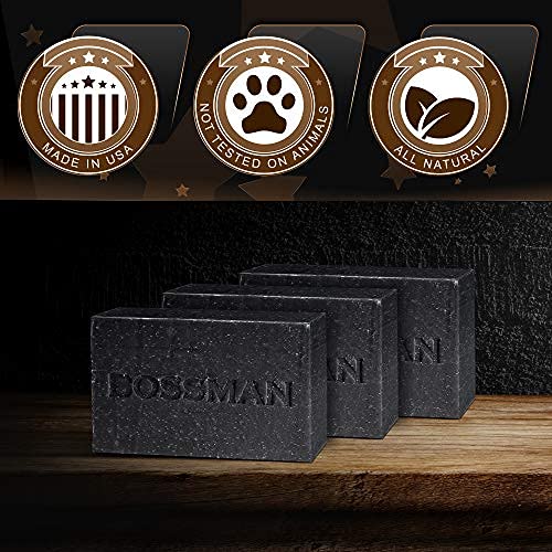 Bossman 6 Pack Men’s Bar Soap 4-in-1 – All Natural Organic Beard Wash, Shampoo, Body Wash, Shaving and Bath Soap - Essential Beard Care, Scent – Lavender and Patchouli