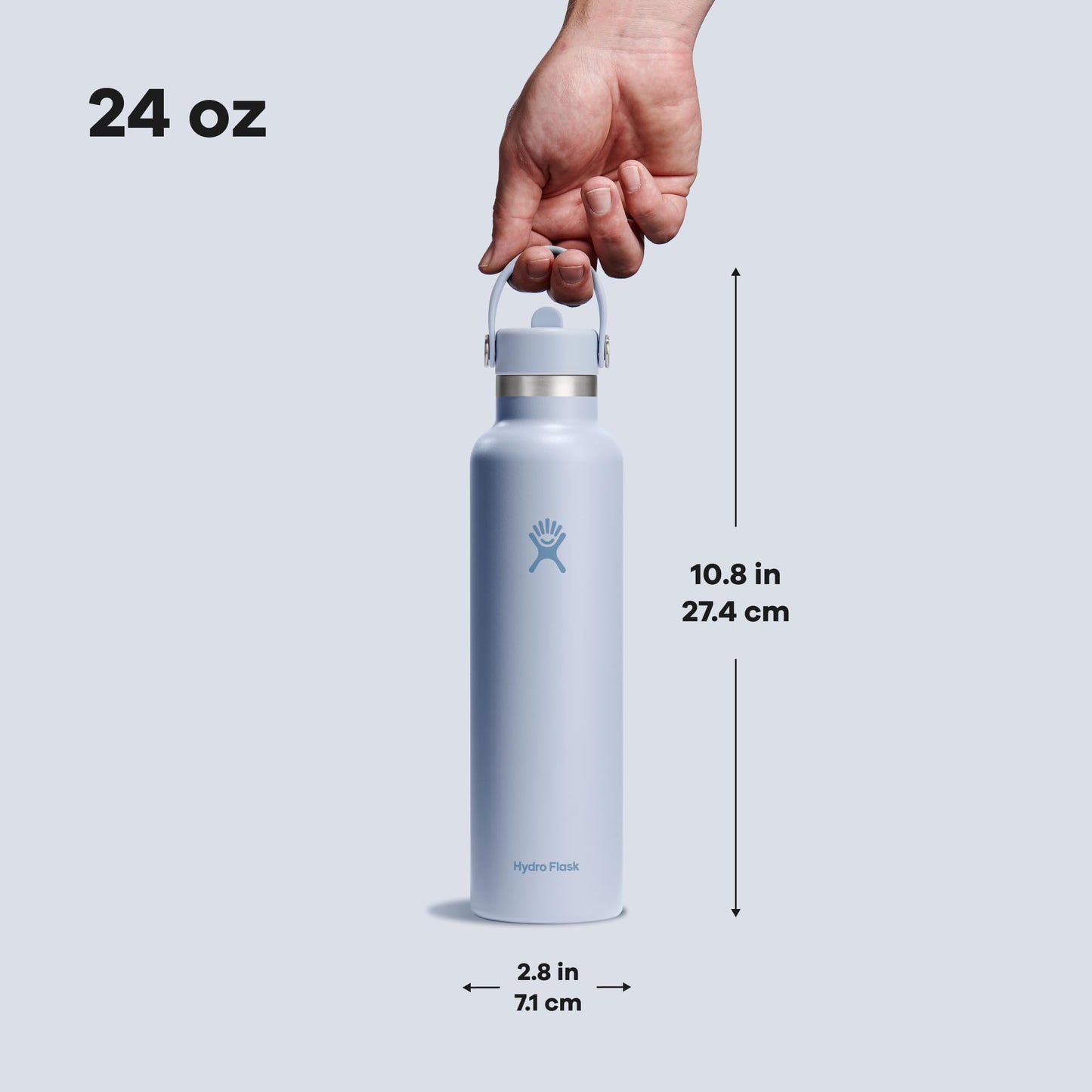 Hydro Flask Water Bottle - Insulated Stainless Steel - Straw Lid, Non Spill, Leakproof 24 Oz Surf Blue