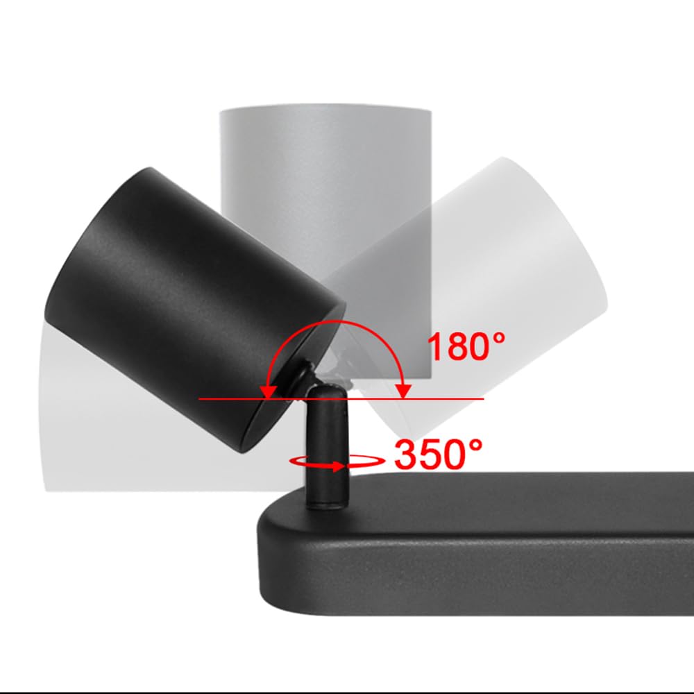 SGGSHENNAN 4 Way Track Lighting Kit Flexibly Rotatable Track Light Ceiling Kitchen LED Ceiling spot Light for Bedroom, Picture Wall, Hallway, Office, Bar, GU10 Socket (Black-4)