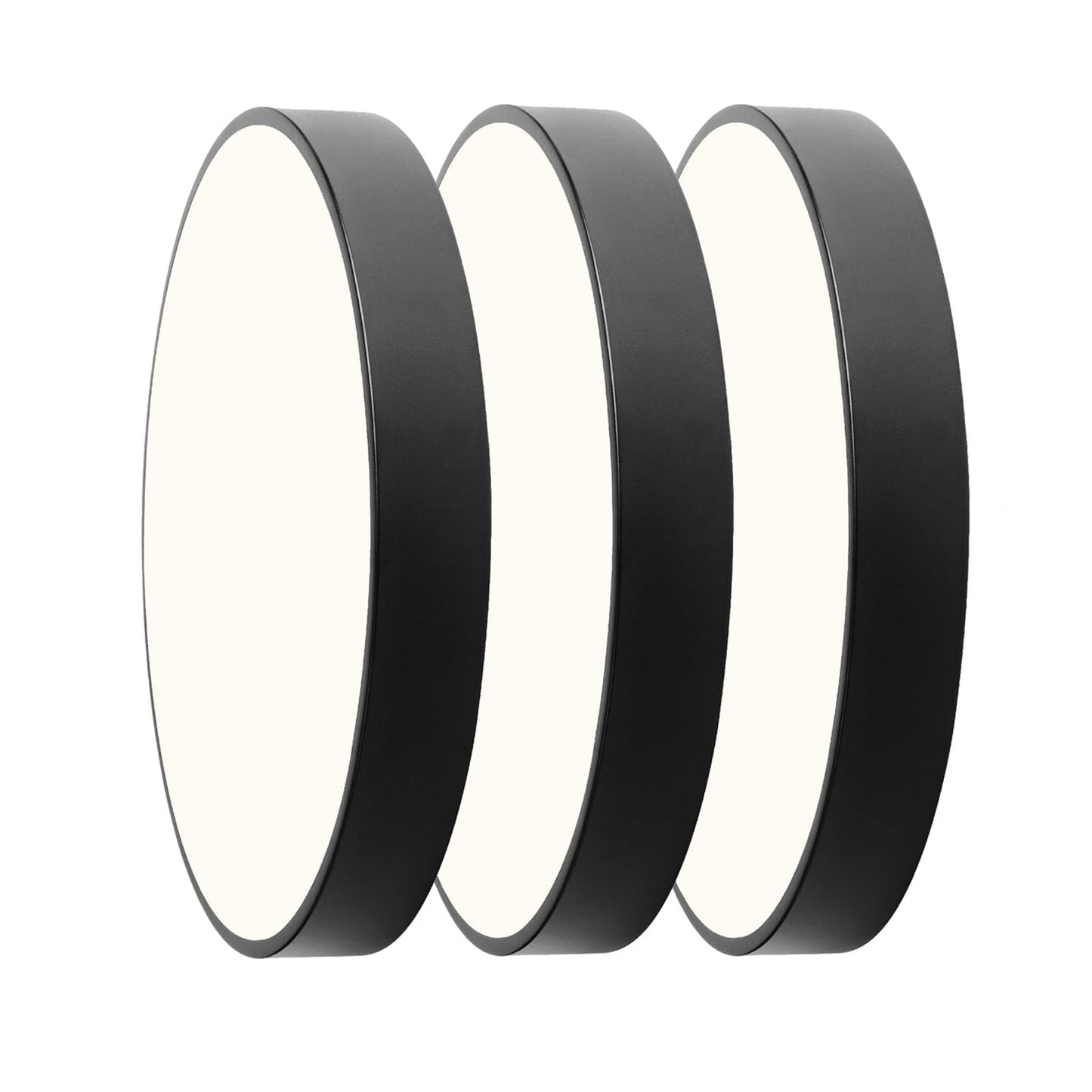 HLinghtnet LED 12 inch Round Flush Mount Ceiling Light Black Dimmable 24W 5CCT Metal Black Ceiling lamp and is Ideal for hallways Kitchens bedrooms corridors Children's Rooms 3 Pack
