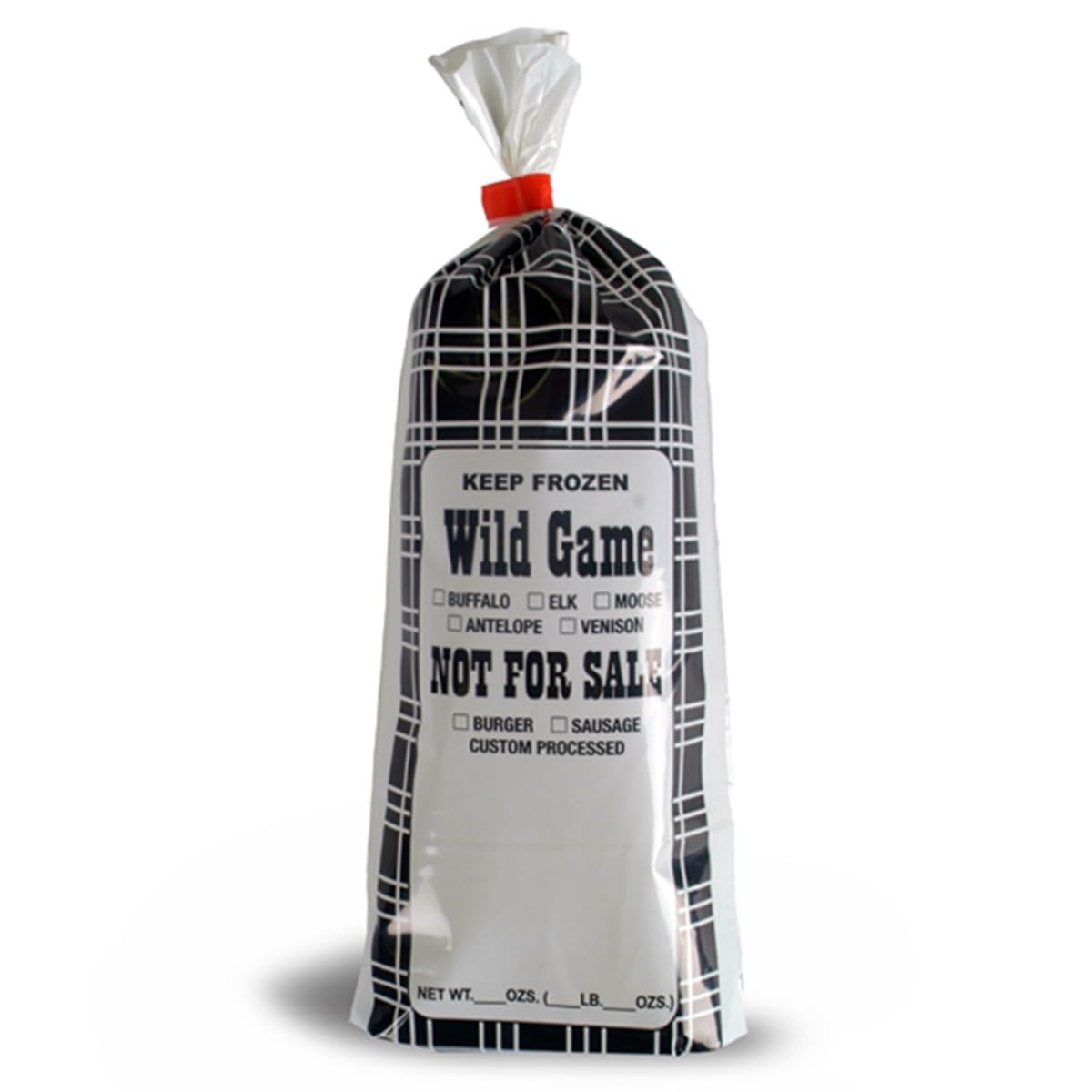UltraSource Wild Game Freezer Bags/Meat Chub Bag, Printed "Not for Sale" for Ground Meat or Sausage (1lb capacity - 1000 bags, Black Plaid)