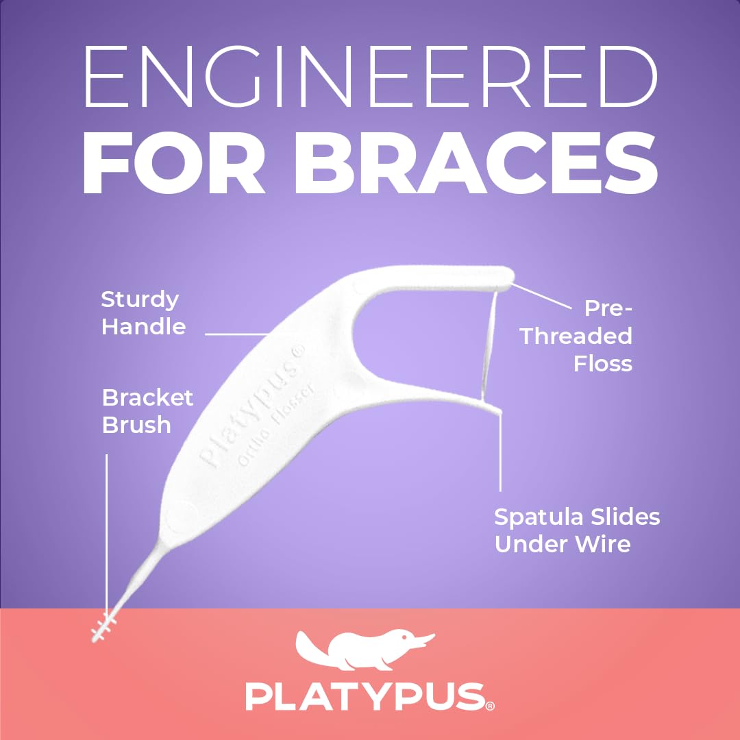 Platypus Orthodontic Flossers for Braces Family Pak - Unique Structure Fits Under Arch Wire, Increase Flossing Compliance, Floss Teeth in Less Than Two Minutes - 75 3-Count Flossers (225 Total)