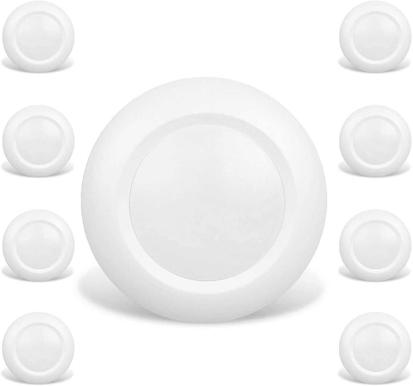 JULLISON 8 Pack 6 Inch LED Low Profile Recessed & Surface Mount Disk Light, Round, 15W, 900 Lumens, 3000K Warm White, CRI80, Driverless Design, Dimmable, ETL Listed, White