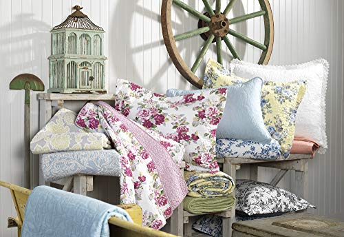 Laura Ashley - Queen Quilt Set, Cotton Reversible Bedding with Matching Shams, Home Decor Ideal for All Seasons (Honeysuckle Pink, Queen)