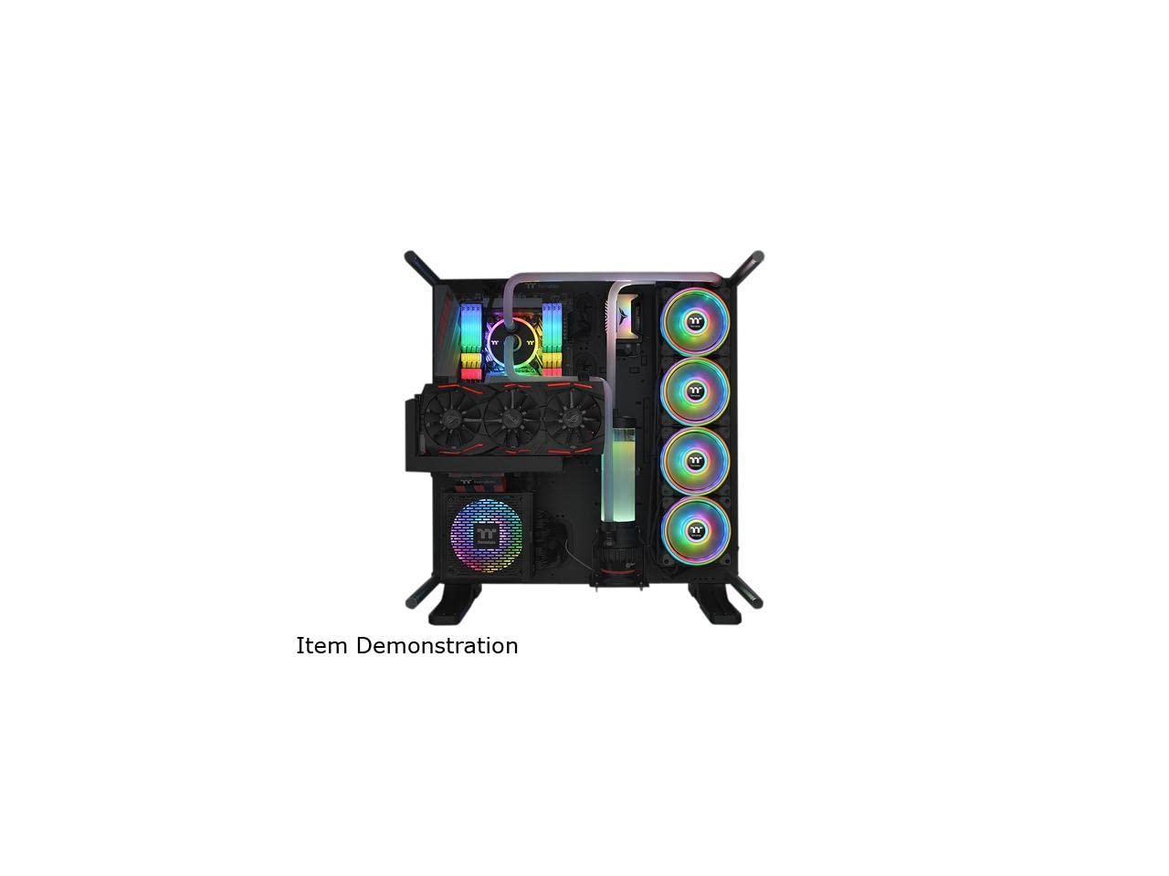 Thermaltake Riing Quad 120mm 16.8 Million RGB Color (Alexa, Razer Chroma) Software Enabled 4 Light Rings 54 Addressable LED 9 Blades Hydraulic Bearing Case/Radiator Fan CL-F088-PL12SW-B, Black