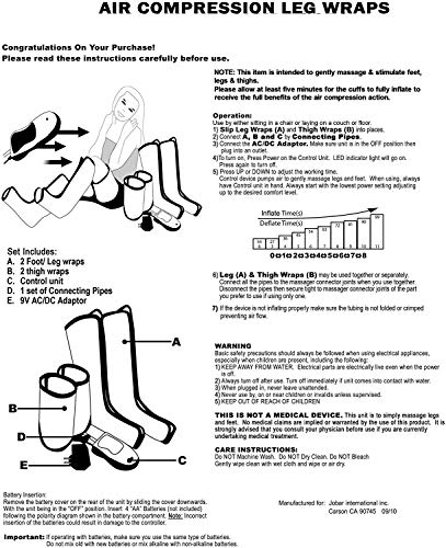 North American Wellness Air Compression Leg Wraps w/ Handheld Control
