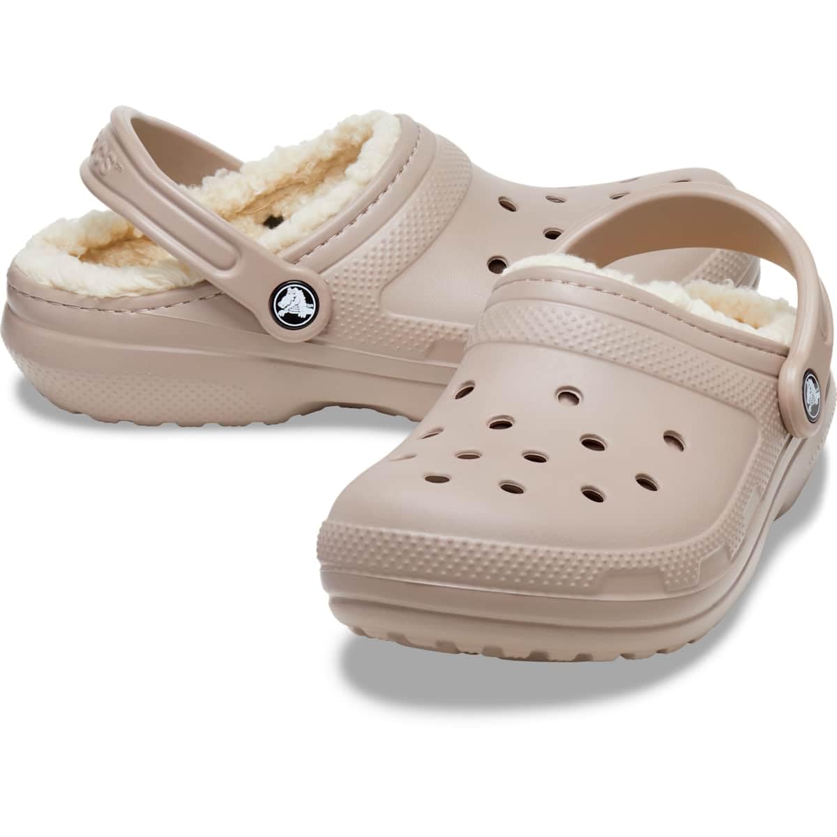 Crocs Unisex Men's and Women's Classic Lined Clog | Fuzzy Slippers, Mushroom/Bone, 12 Women/10 Men