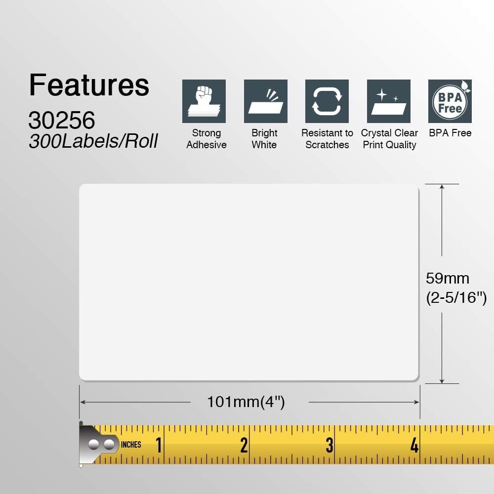BETCKEY - Compatible DYMO 30256 (2-5/16" x 4") Shipping Labels, Perforated, Compatible with DYMO Labelwriter 450, 4XL, NOT Fit 550 & 5XL [20 Rolls/6000 Labels]