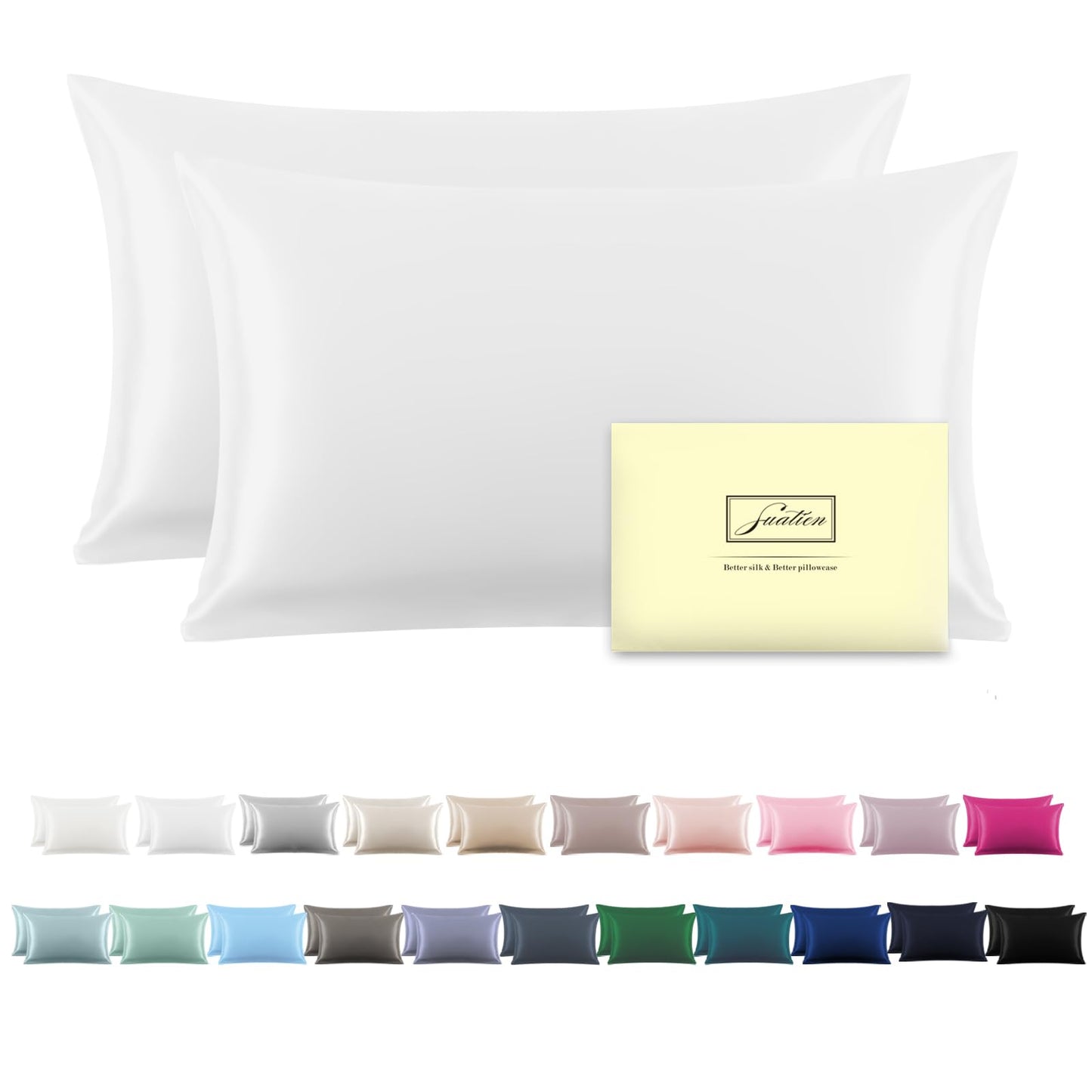 Silk Pillowcase for Hair and Skin,Soft,Breathable and Sliky 100% Silk Pillowcases King Set of 2,Both Sides Natural Mulberry Silk Pillow Cases with Hidden Zipper(King Size 20"X 36",2pcs)