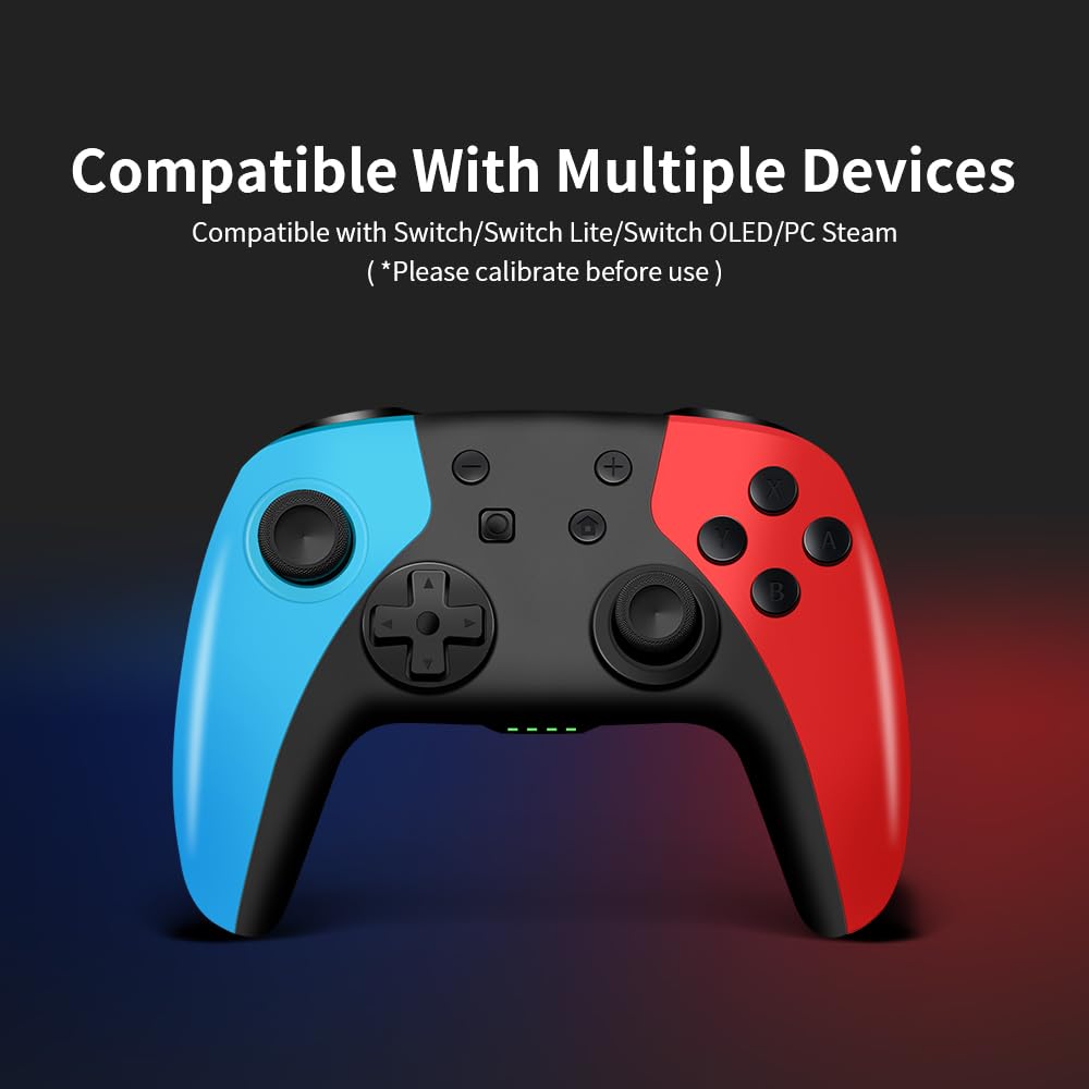 AceGamer 2 Pack Wireless Controller for Nintendo Switch/Lite/OLED, Hall Effect Joystick for Switch 2 Pro Controller with Wake-Up/Turbo/Dual Vibration/Programmable (Red+Blue)