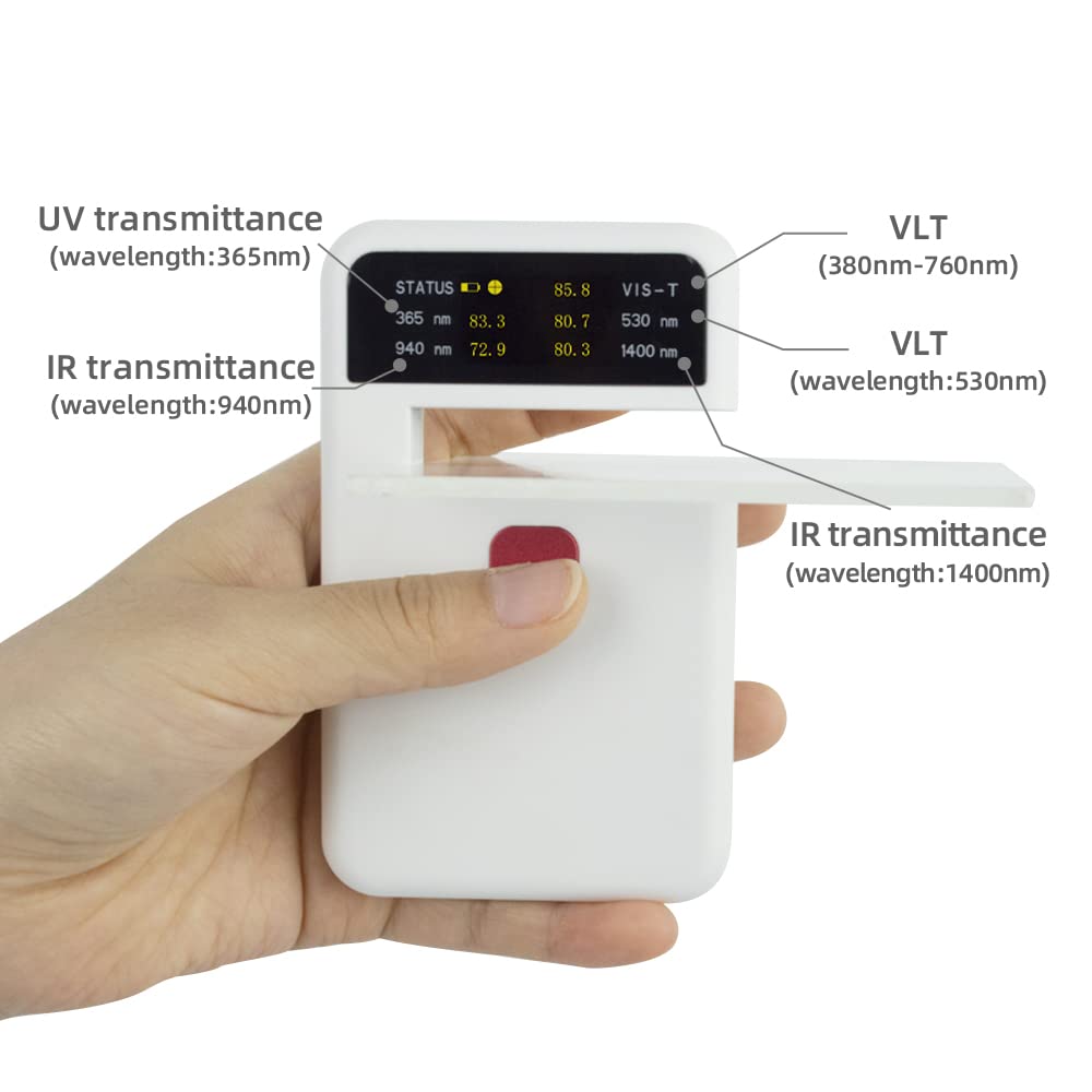 Transmittance Meter TH-220,Window Tint Meter, Measuring Transmittance of VLT(360-780nm),UV 365nm, VL 530nm,IR 940nm,IR 1400nm,Suitable for Car Solar Film,Glass