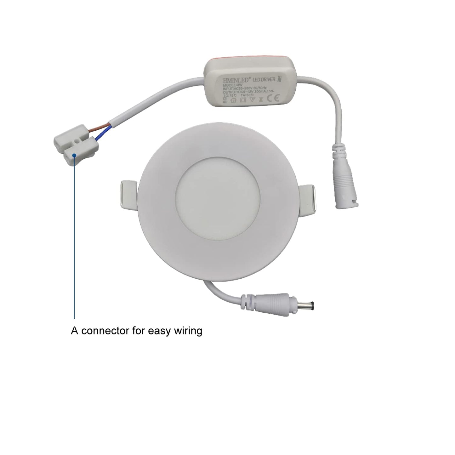 HMINLED 3 Inch 3 Watt Ultra-Thin Recessed Ceiling Light, 255Lm Energy Saving LED Slim Round Downlight, 6000K~6500K Cold White, Pack of 10