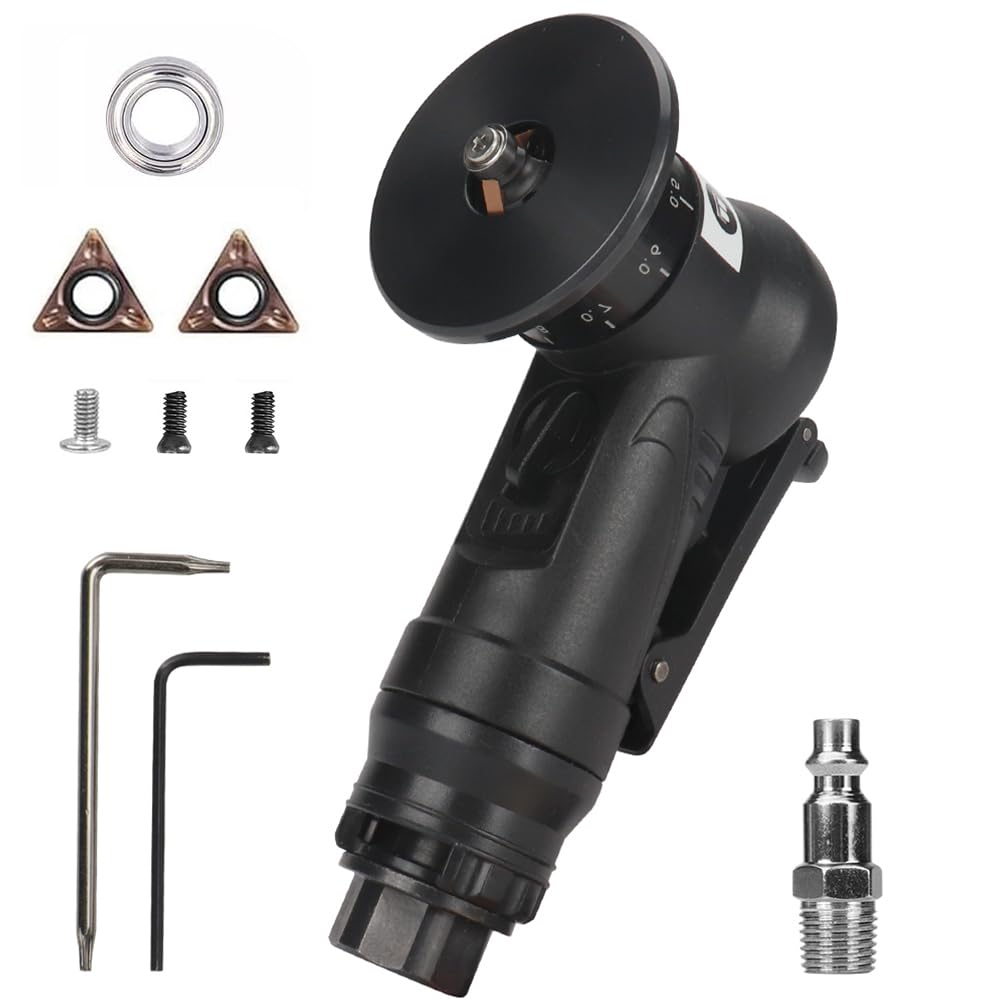 SI FANG Portable Pneumatic Chamfer Tool, for Metal Chamfering Deburring Trimming Beveling, Ultra Light Handheld Mini Air Beveler, with Carbide Blade Inserts and Bearing