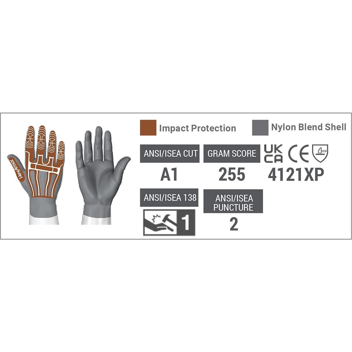 HexArmor Cut-Resistant Impact-Protection Nitrile Palm Knit Work Gloves 6-Pack | Helix® 1095 | Large