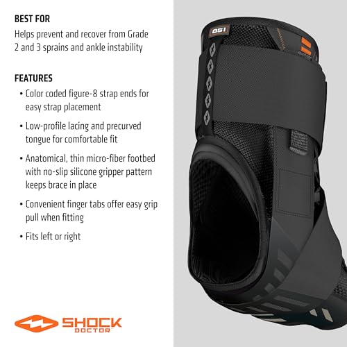 Shock Doctor Adult Ultra Wrap Lace Ankle Support, Small, Black