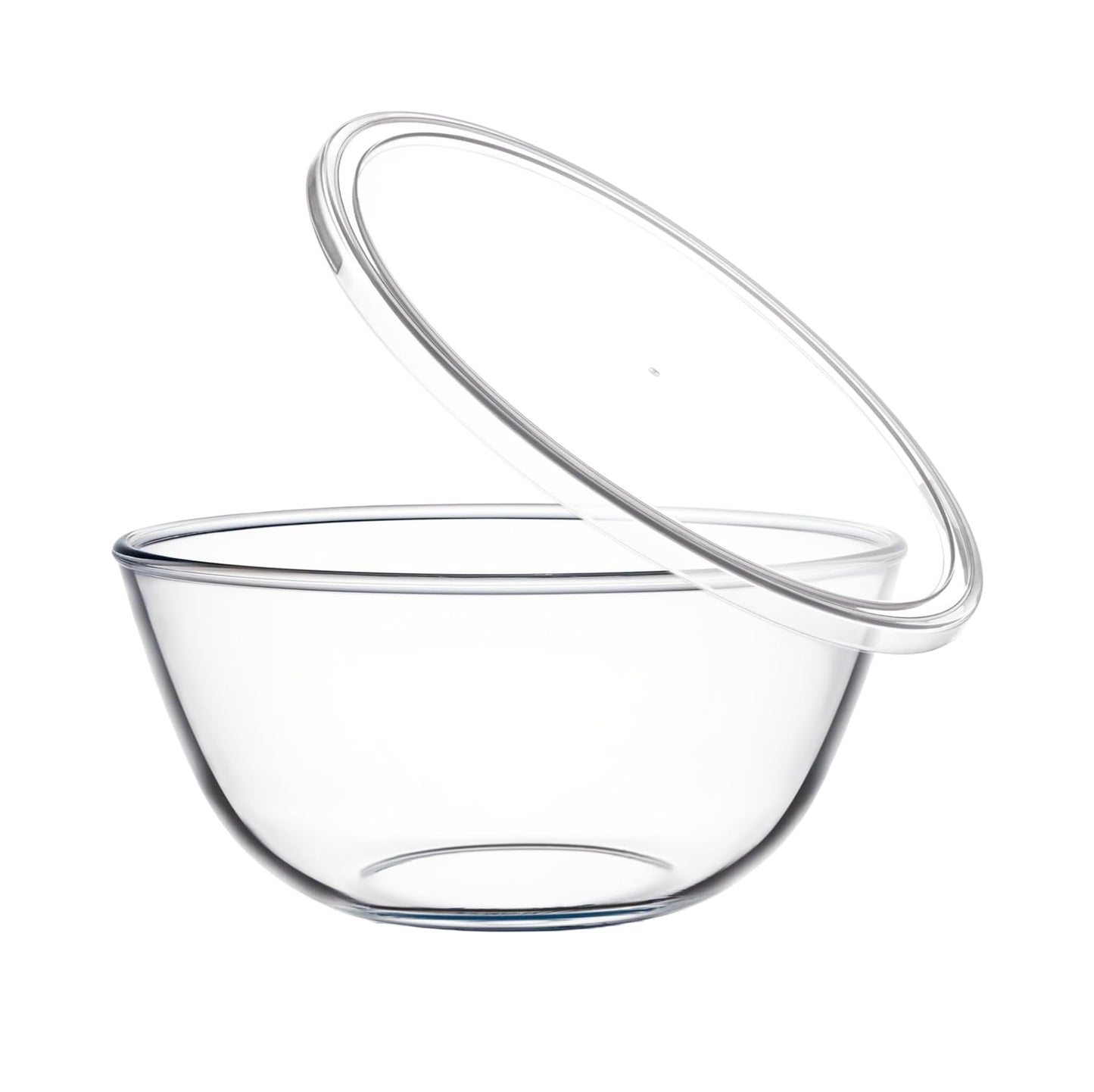 CGNWEEPS 4.7QT Large Glass Mixing Bowl with White Lid, Big Salad Bowl with Lid, Large Glass Bowls for Sourdough and Kithen