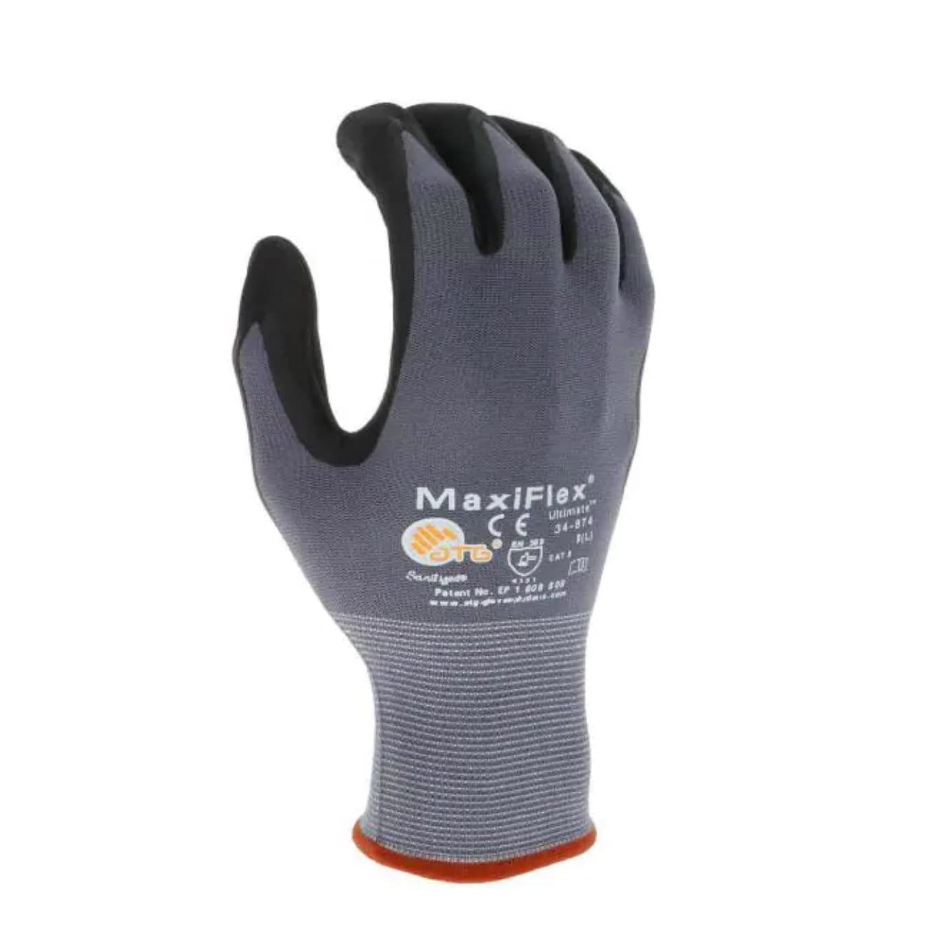 MaxiFlex 34-874 Ultimate - Nylon Micro-Foam Nitrile Grip Gloves - Black/Gray - X-Large - 12 Pairs (Dozen)