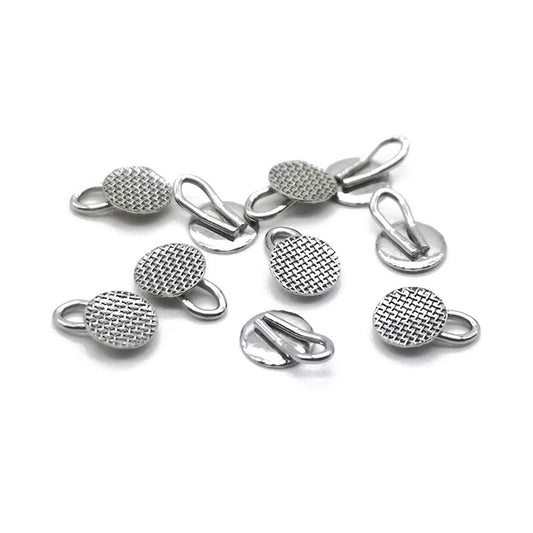 Dental Orthodontic Braces Bondable Lingual Buttons With Traction Hooks,10pcs/Pack, Mesh Base (5 Packs)