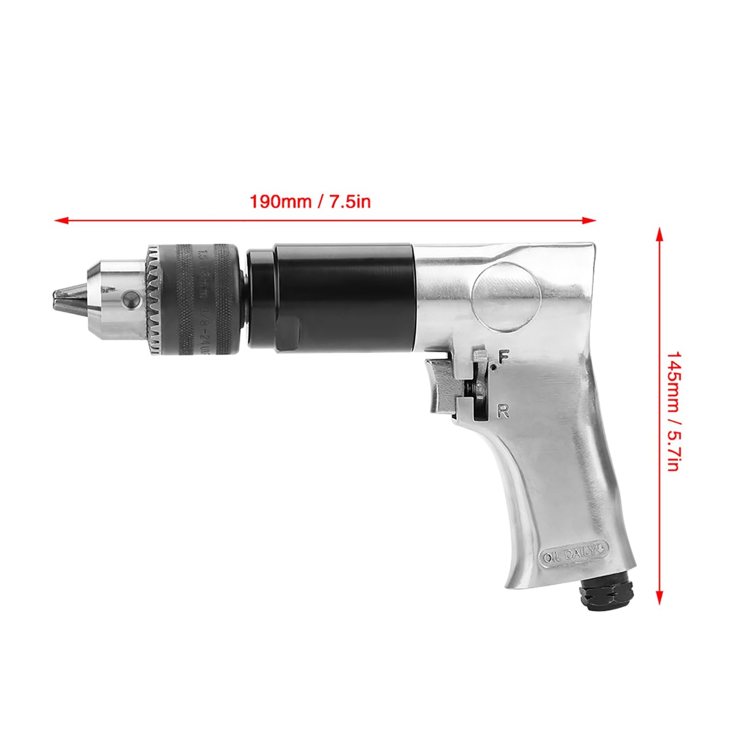 ZLXHDL Pneumatic Hammer Drill, 1/2 Chunk 700RPM Pneumatic Impact Driver with Auxiliary Vibration Control Handle, 1/4 Inch Inlet Port, CW or CCW Rotation Adjustable Speed Variable Pneumatic Tools