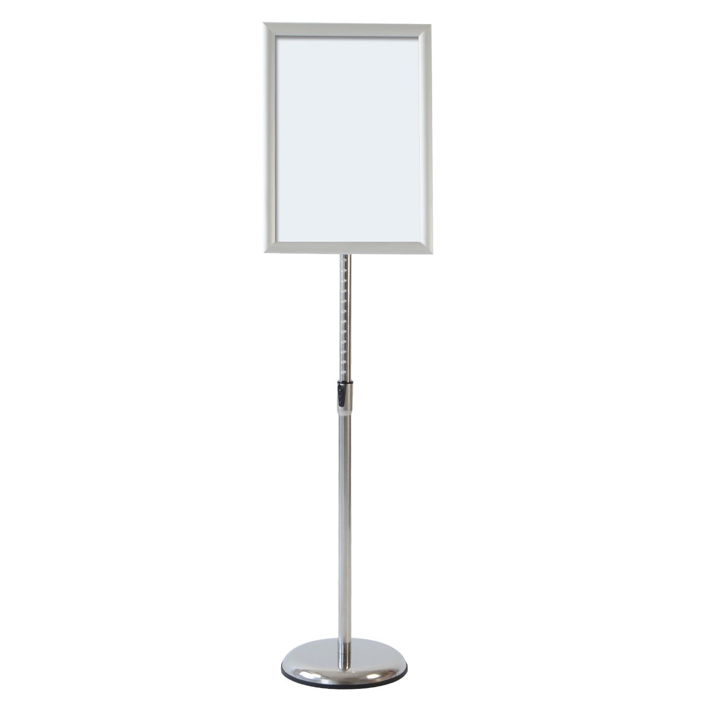 T-SIGN Adjustable Pedestal Sign Holder Poster Stand - 11 x 17 Inch Vertical & Horizontal Sign Stand Displayed Poster Holder - Round Base Sign Stands for Display, Outdoor Sign Holder - Silver
