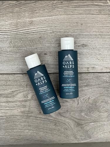 Oars + Alps Hair and Body Travel Kit for Men, Valentines Gifts for Him, Includes Sulfate Free Shampoo, Conditioner, Body Wash, Deodorant, and Reusable Pouch, TSA Friendly, Fresh Ocean Splash Scent