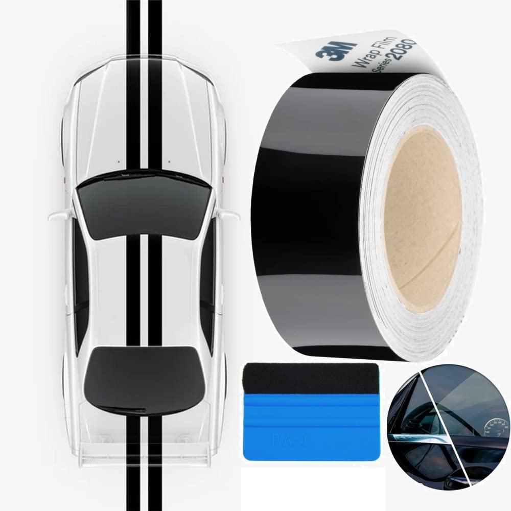 3M Black Vinyl Wrap Film Series 2080 1080 Kit for Black Gloss Out Chrome Delete Window Trim Door Trim Free Tool Kit (Gloss Black, 4 inches x 25 FT)