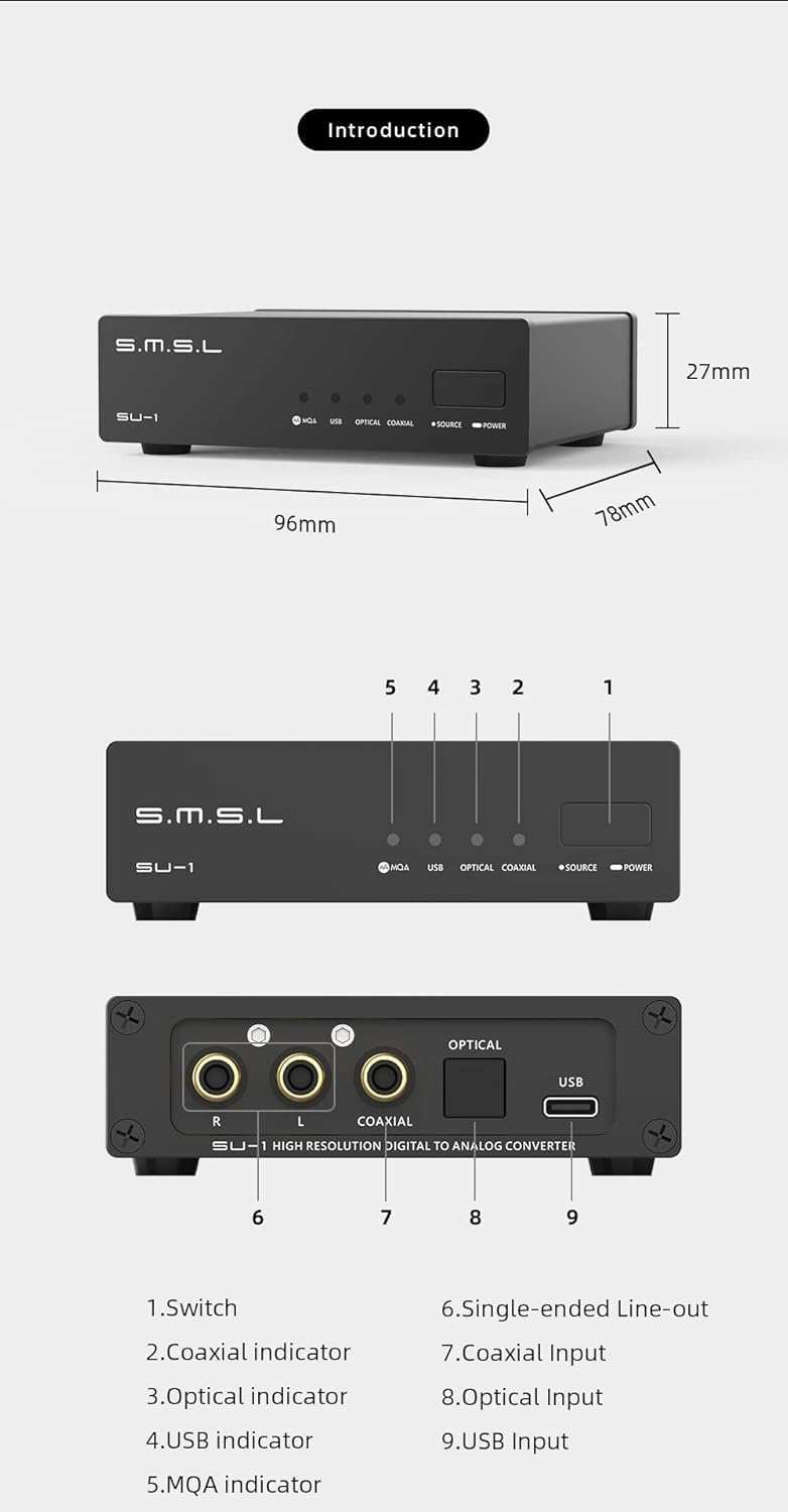 S.M.S.L SU-1 MQA MQA-CD Audio Decoder AK4493S XU316 768kHz/32Bit DSD512 Hi-Res DAC