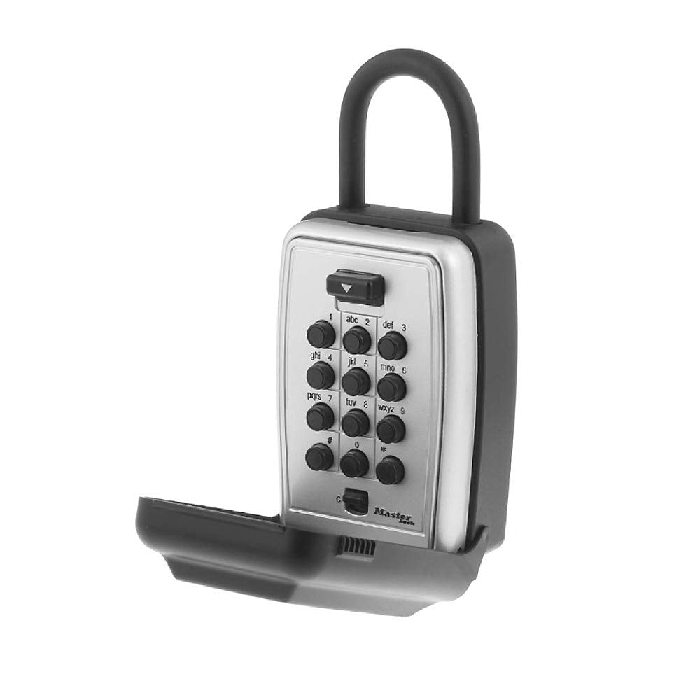 Master Lock Black Outdoor Key Lock Box with Push Buttons to Hide a Key, Easily Set, Share, and Change Combination for Tenants, Guests, Clients, Move Between Listings, 5422E