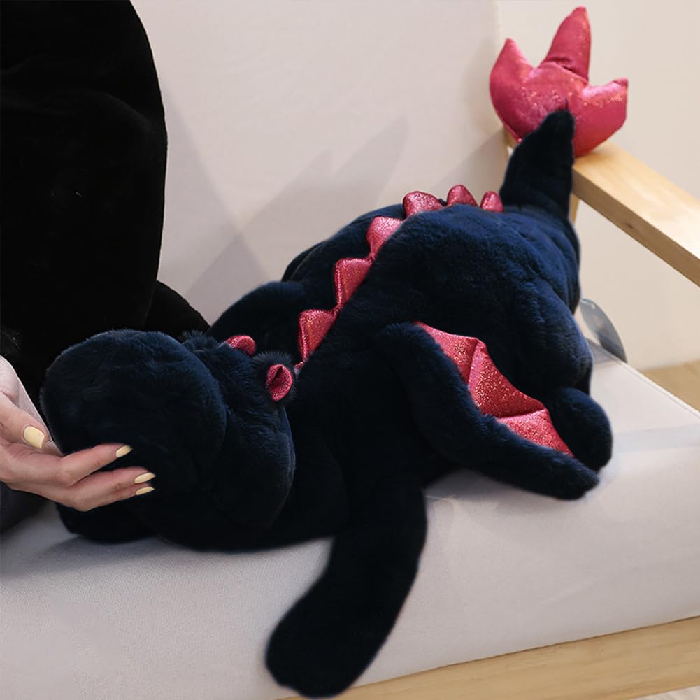 IFX24 Black Weighted Stuffed Animals 10Lbs 35.4", Weighted Dragon Stuffed Animal for Kids and Adults, Heavy Weighted Stuffed Animals for Comfort and Relaxation