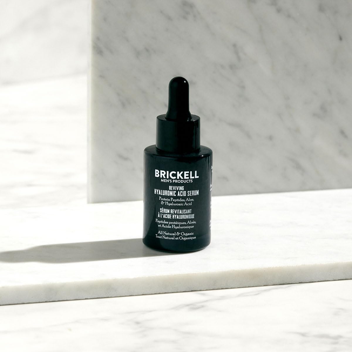 Brickell Men's Anti Aging Hyaluronic Acid Serum for Face, Day Face Serum for Men, Natural & Organic Facial Serum With Protein Peptides to Restore Collagen and Firmness, 1 Ounce, Unscented