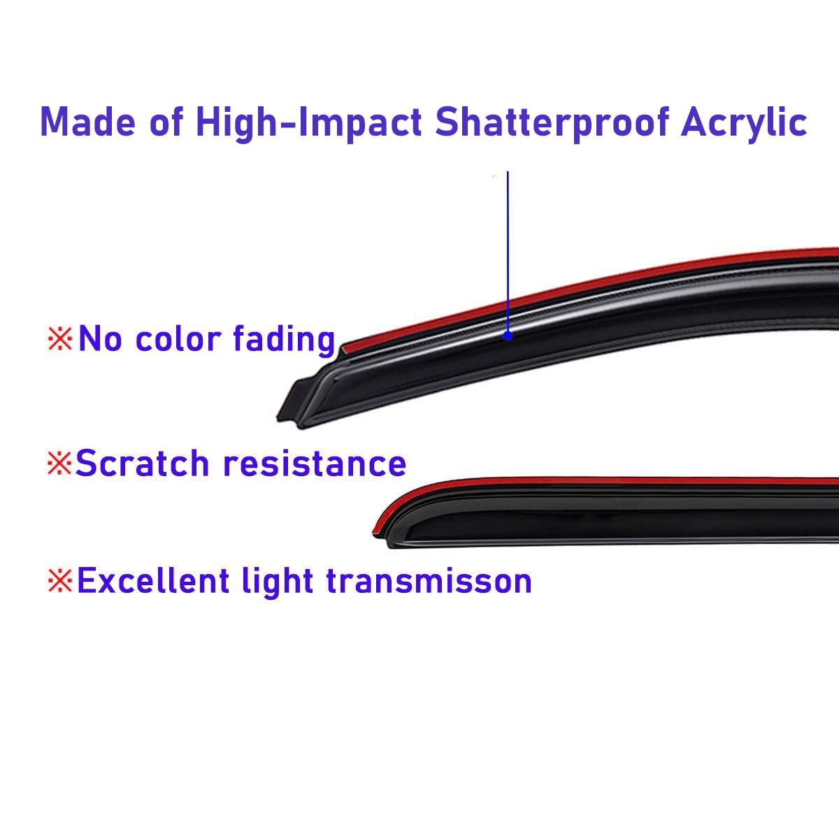 Lightronic 194101 Extra Durable Clip-on In-Channel Auto Vent Window Visors, Fits 2009-2010 Dodge Ram 1500, 2011-2018 Ram 1500, 2019-2024 Ram 1500 Classic, Quad Cab, UV-Protect Rain Guard, Smoke, 4-Pcs