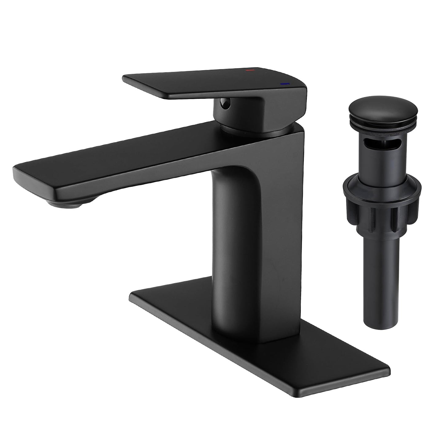 VOTON Black Bathroom Faucet Single Handle Bathroom Faucets for Sink 1 Hole Rv Lavatory Vanity Faucet with Pop-up Drain and Water Supply Lines