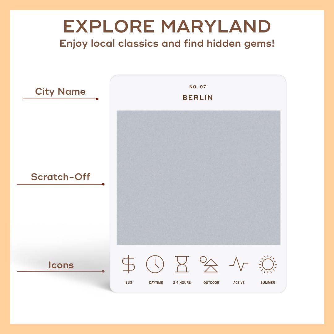 Reach International Outfitters Maryland Adventure Bucket List: 50 Scratch-Off Cards for Outdoor Activities, Tourist Attractions, and Road Trips - Perfect Travel Gift and Guide for Exploring