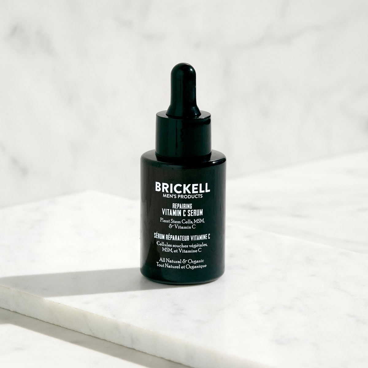 Brickell Men's Anti Aging Vitamin C Serum For Face, Repairing Night Facial Serum for Men, Natural and Organic Hyaluronic Acid Serum For Face to Diminish Wrinkles and Reduce Redness, 1 Ounce, Scented