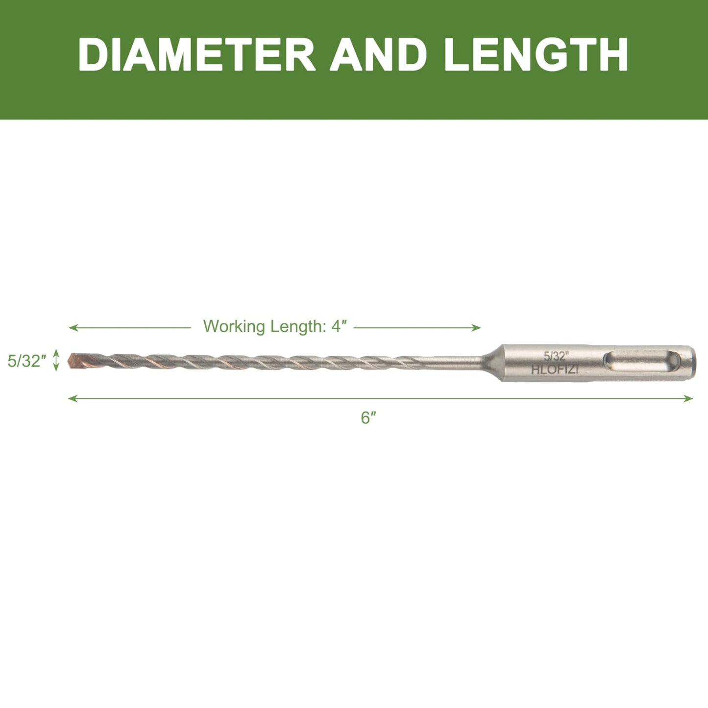 HLOFIZI 5/32" x 6” SDS Plus Hammer Drill Bits 25 Pack, 5/32 inch Masonry Drill Bits Carbide Tipped for Concrete, Brick, Block, Stone