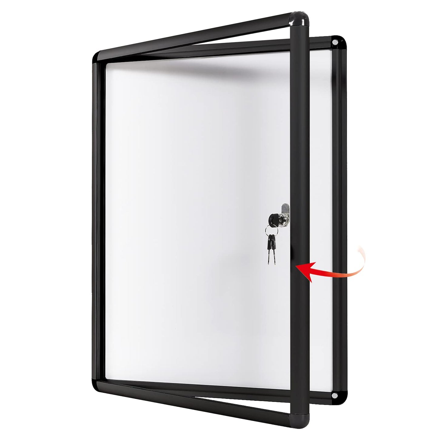 SWANCROWN Enclosed Notice Board Magnetic Bulletin Boards for Office with Locking Door,Black Frame, 26x20inch(4XA4